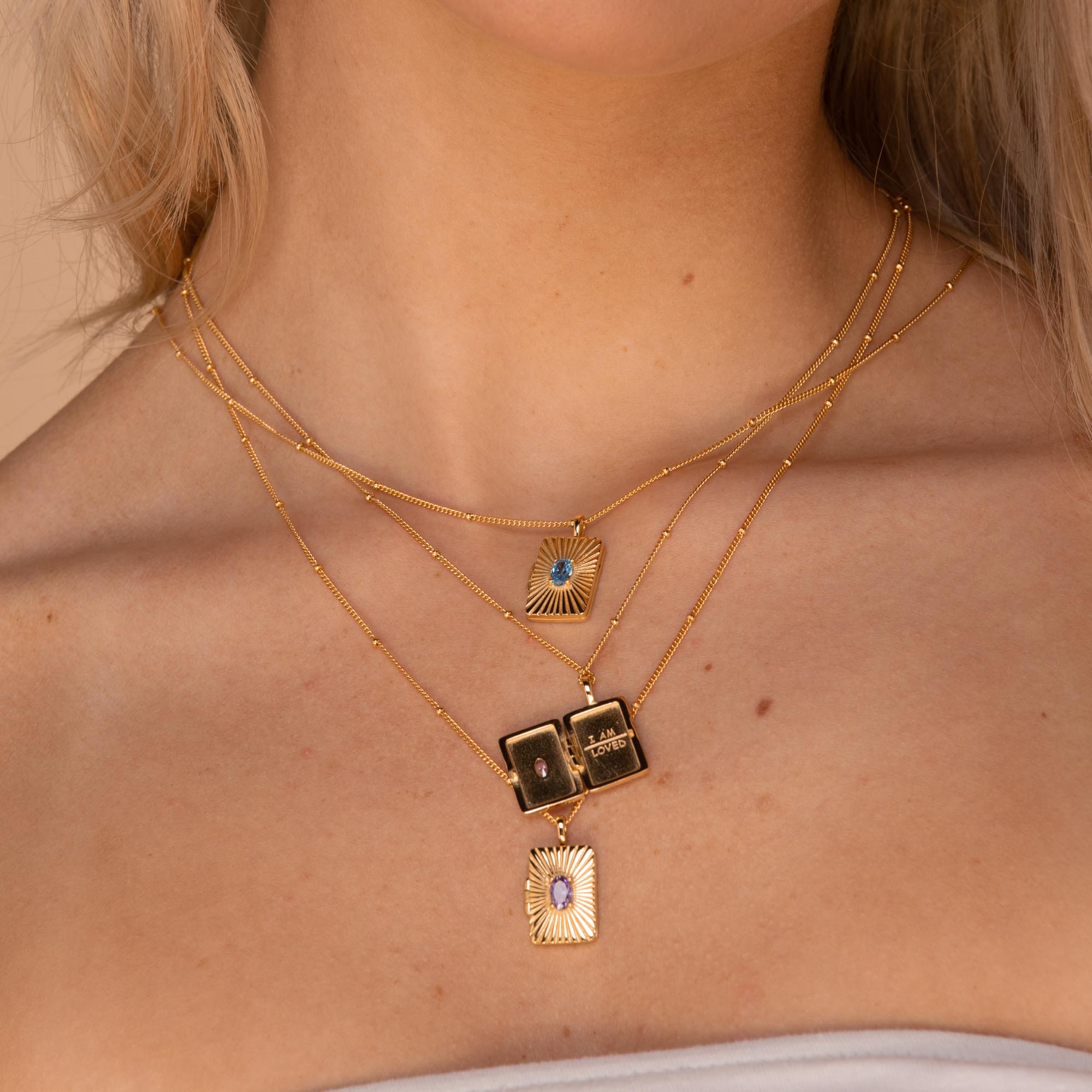 I am Loved Locket Necklace Gold