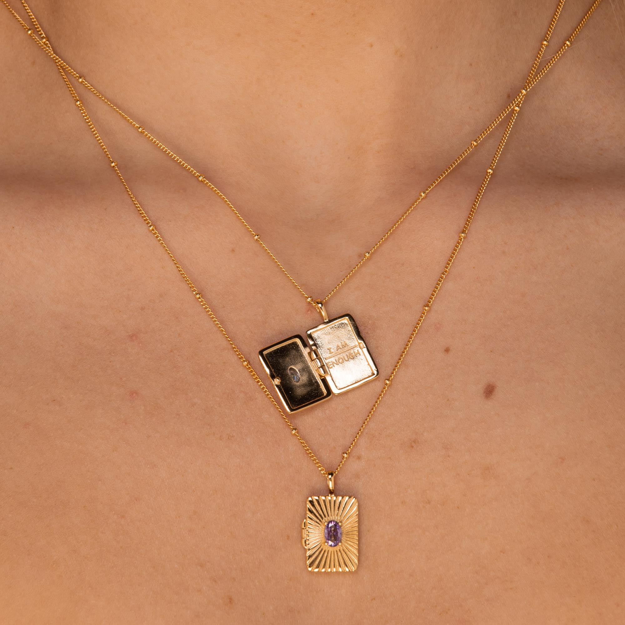 I am Worthy Locket Necklace Rose Gold