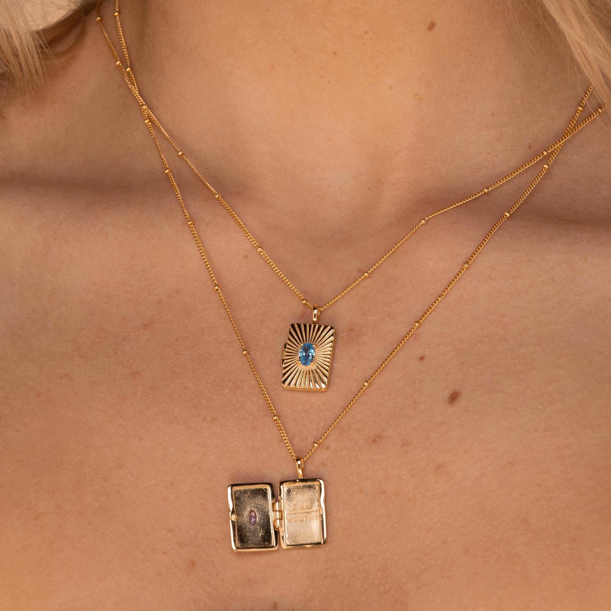 I am Worthy Locket Necklace Gold