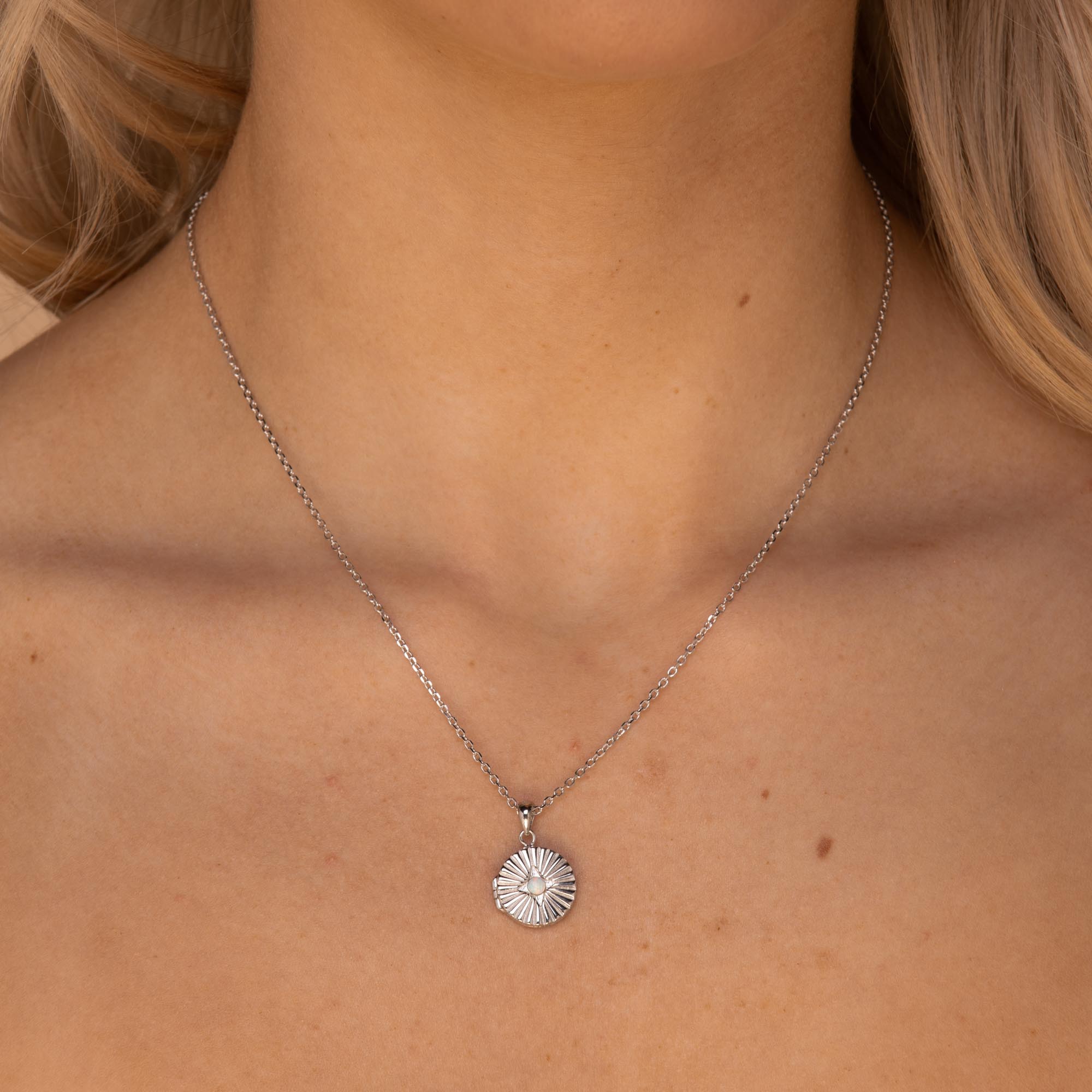 North Star Opal Locket Necklace Silver