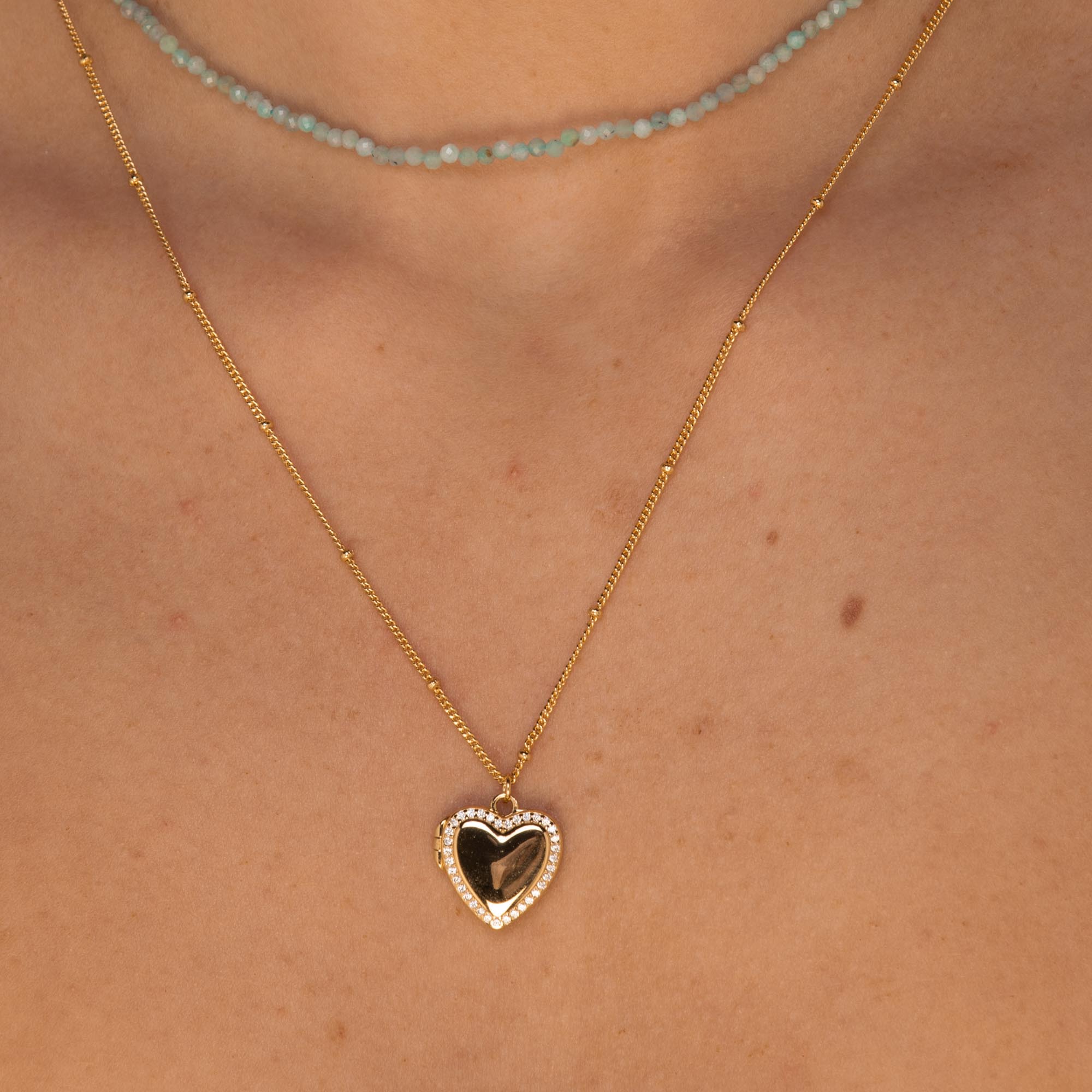 Love Heart Locket Necklace Rose Gold