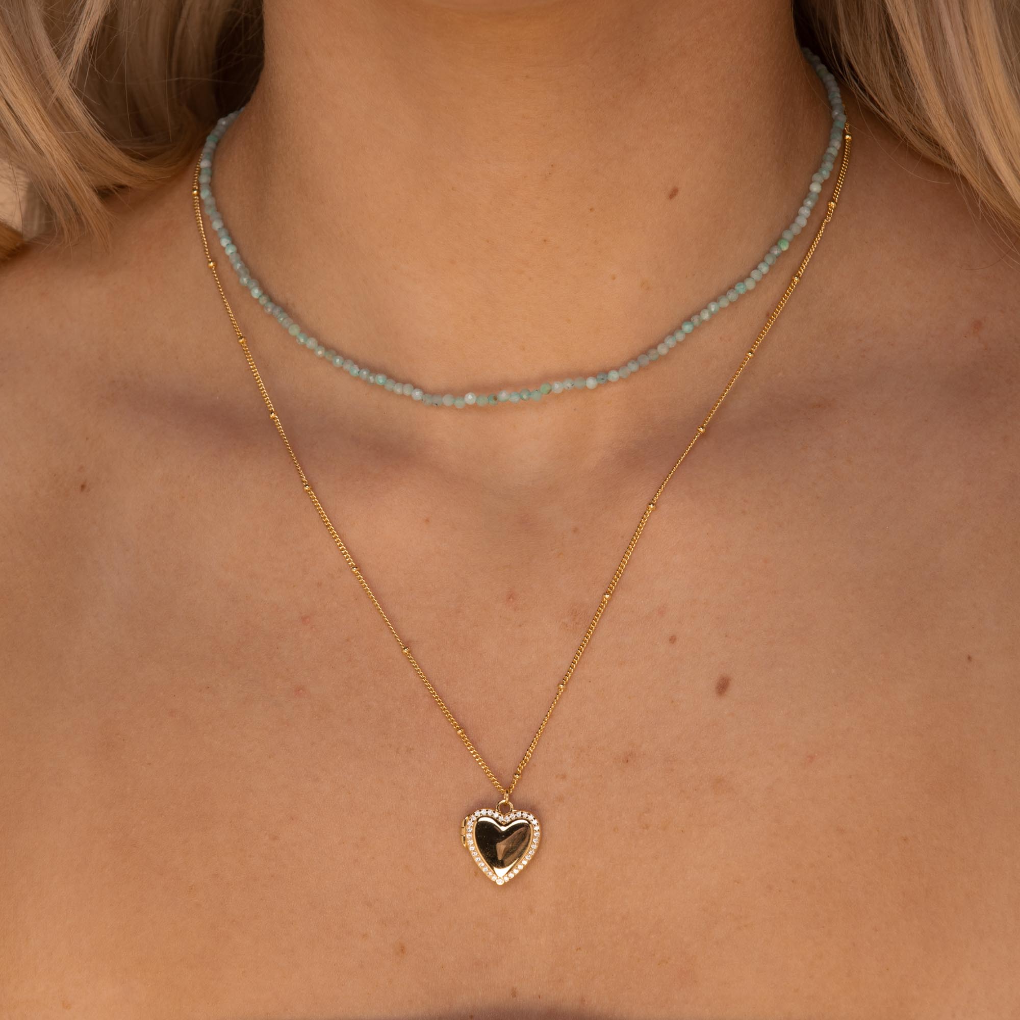 Love Heart Locket Necklace Rose Gold