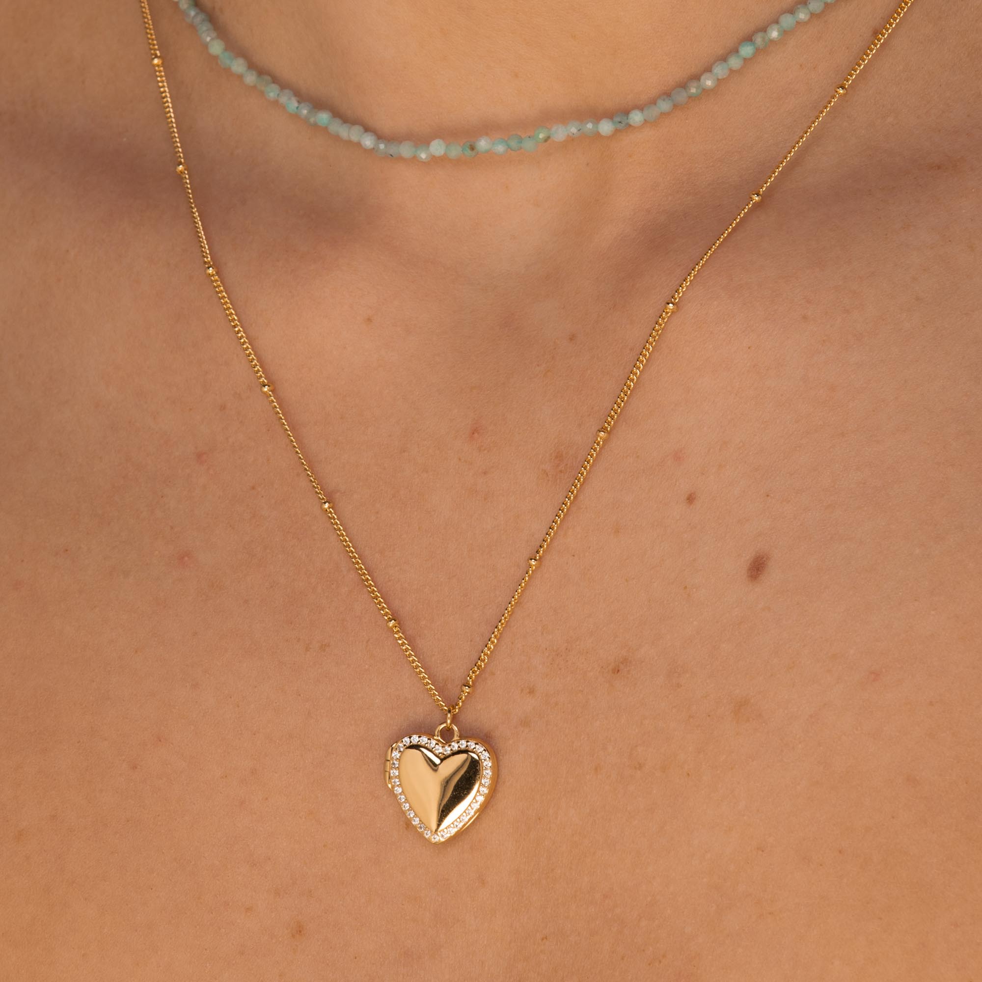 Love Heart Locket Necklace Gold