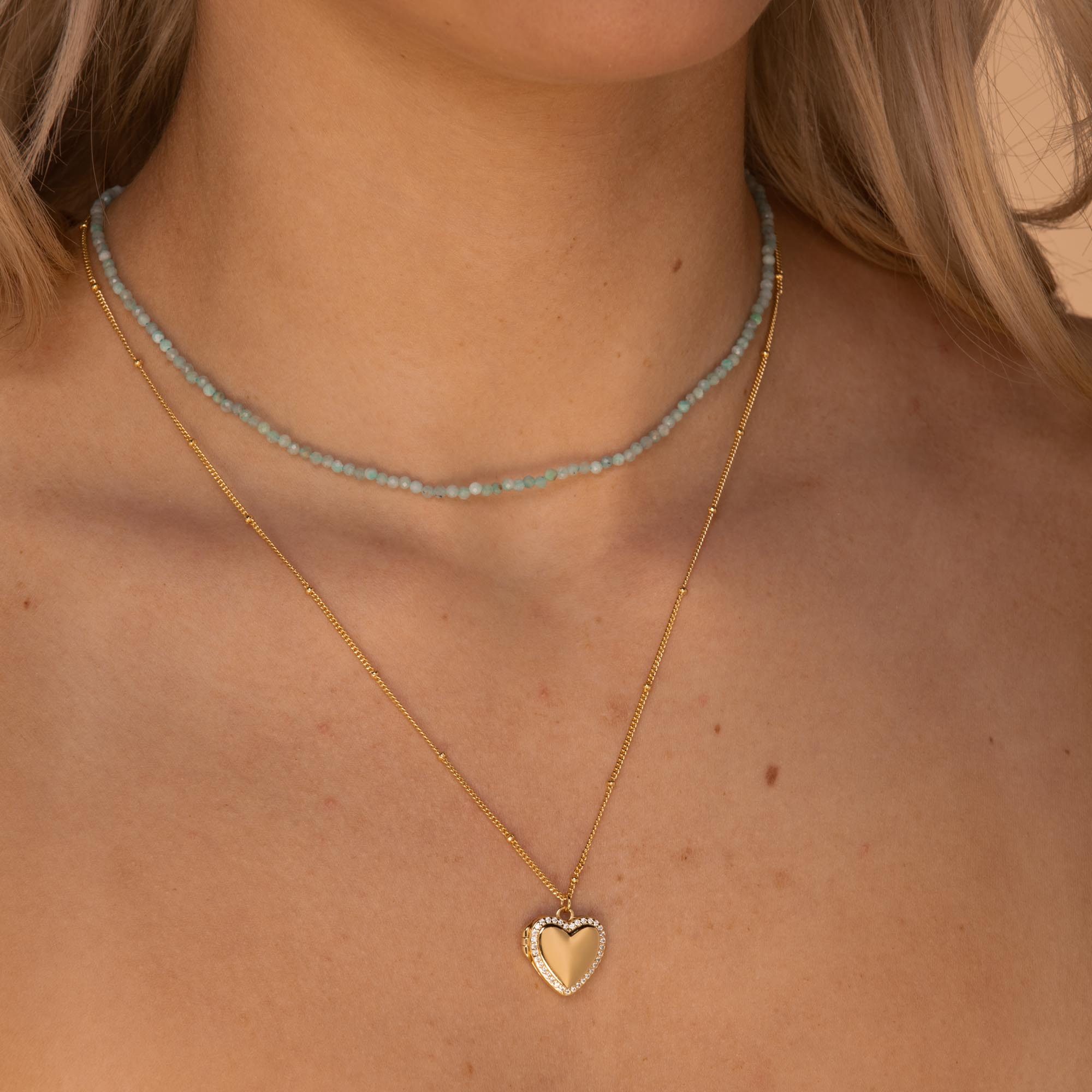 Love Heart Locket Necklace Rose Gold