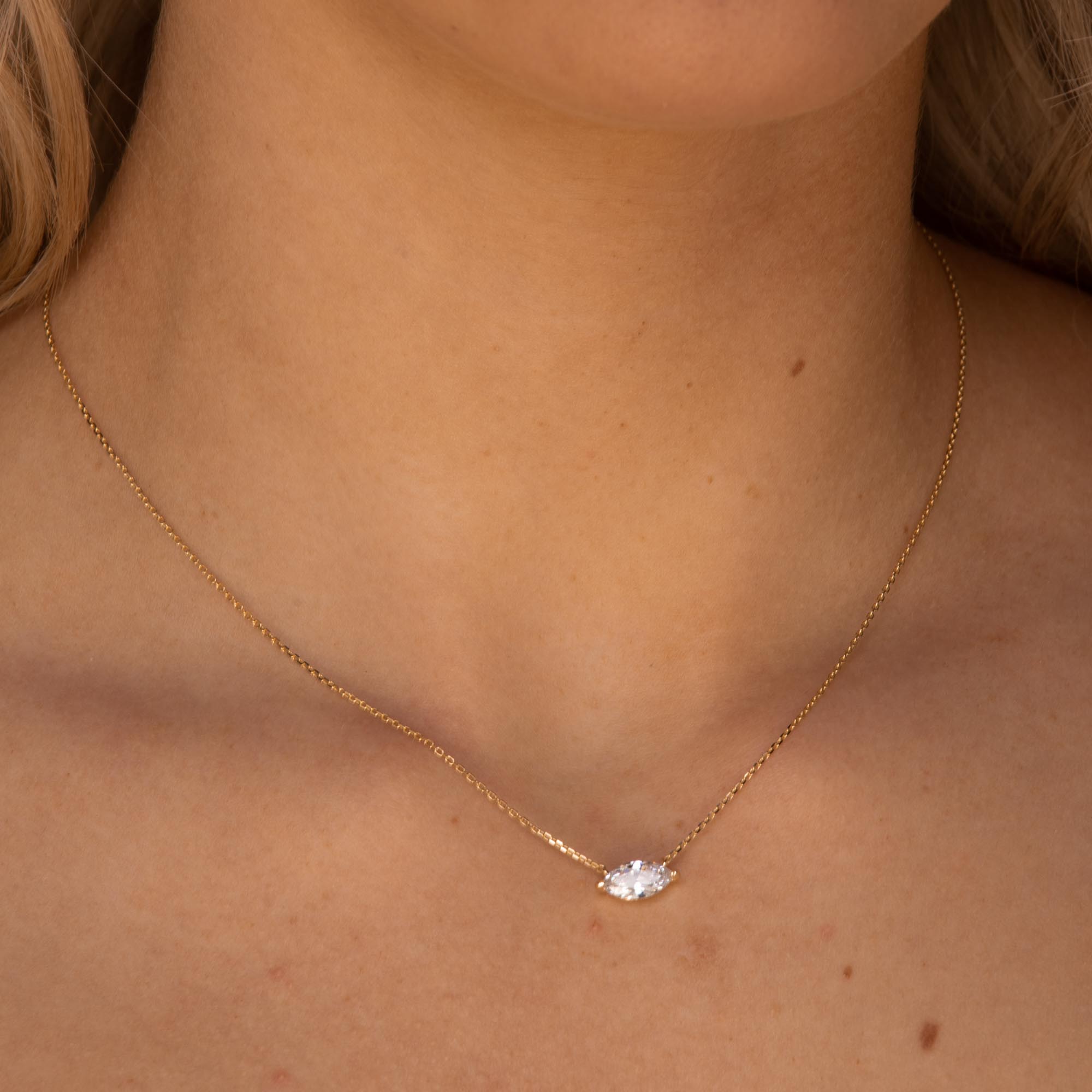 Marquise Sapphire Necklace Gold