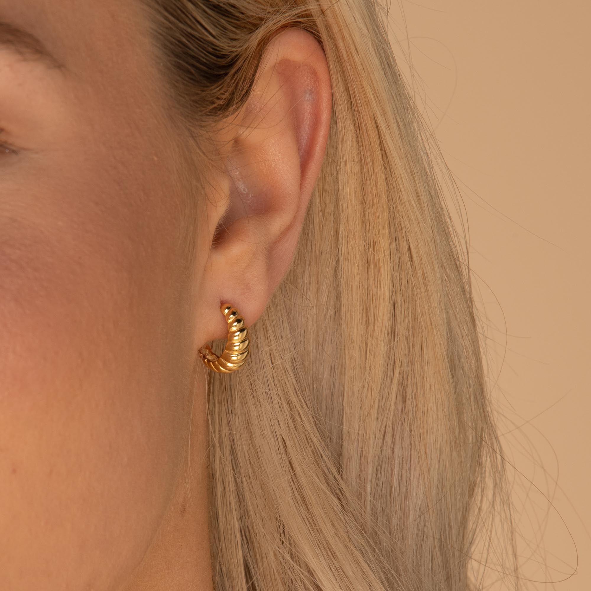 Croissant Huggie Earrings Gold