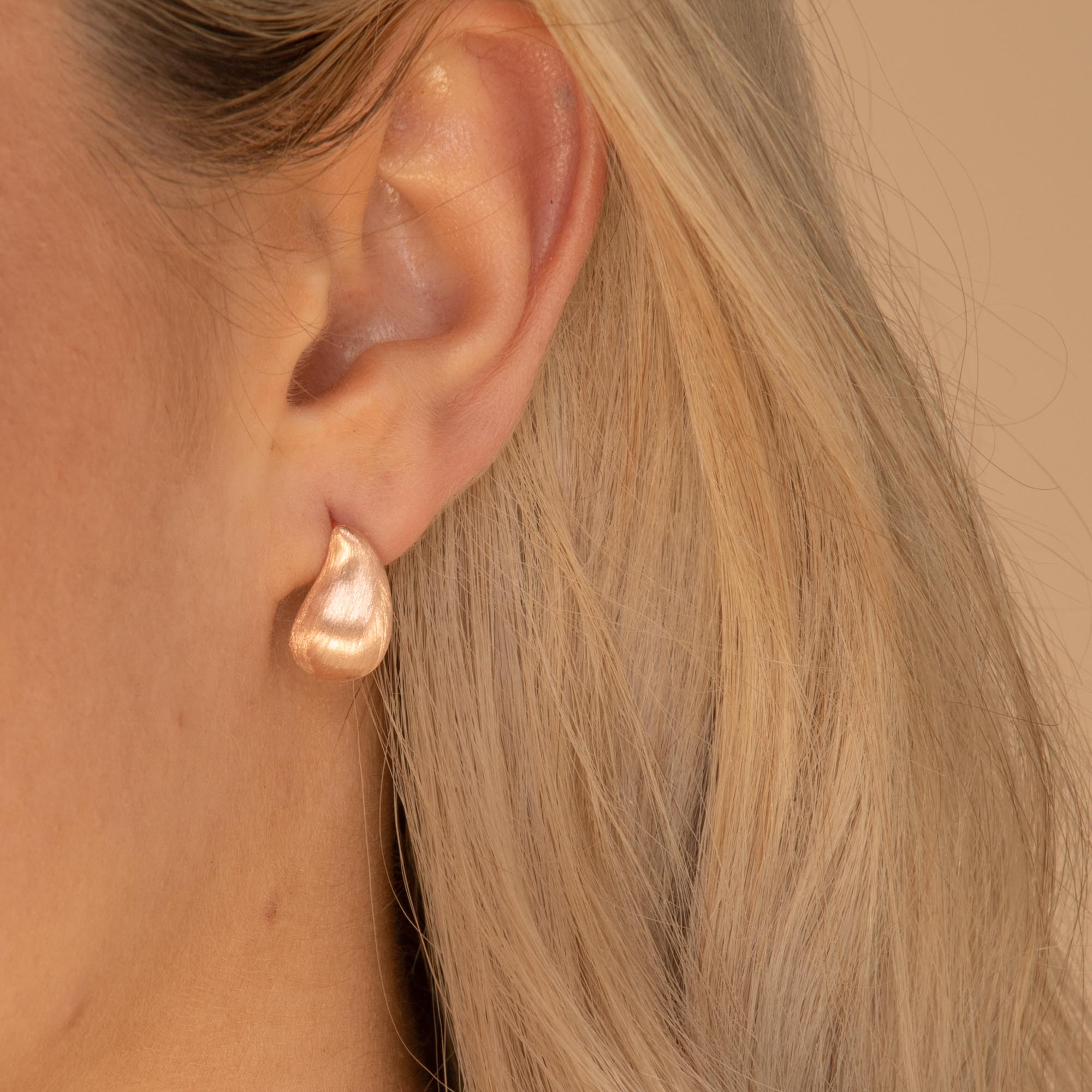 Statement Teardrop Matte Earrings Rose Gold