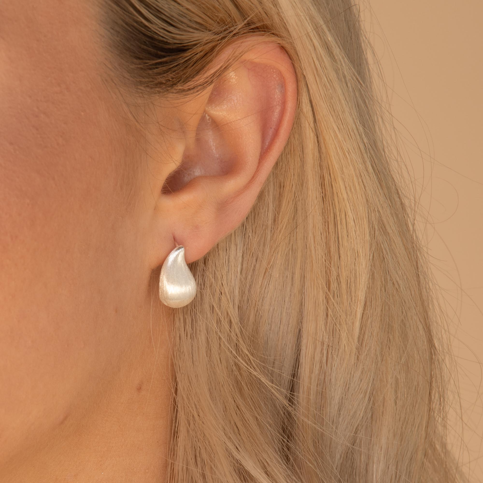 Statement Teardrop Matte Earrings Silver