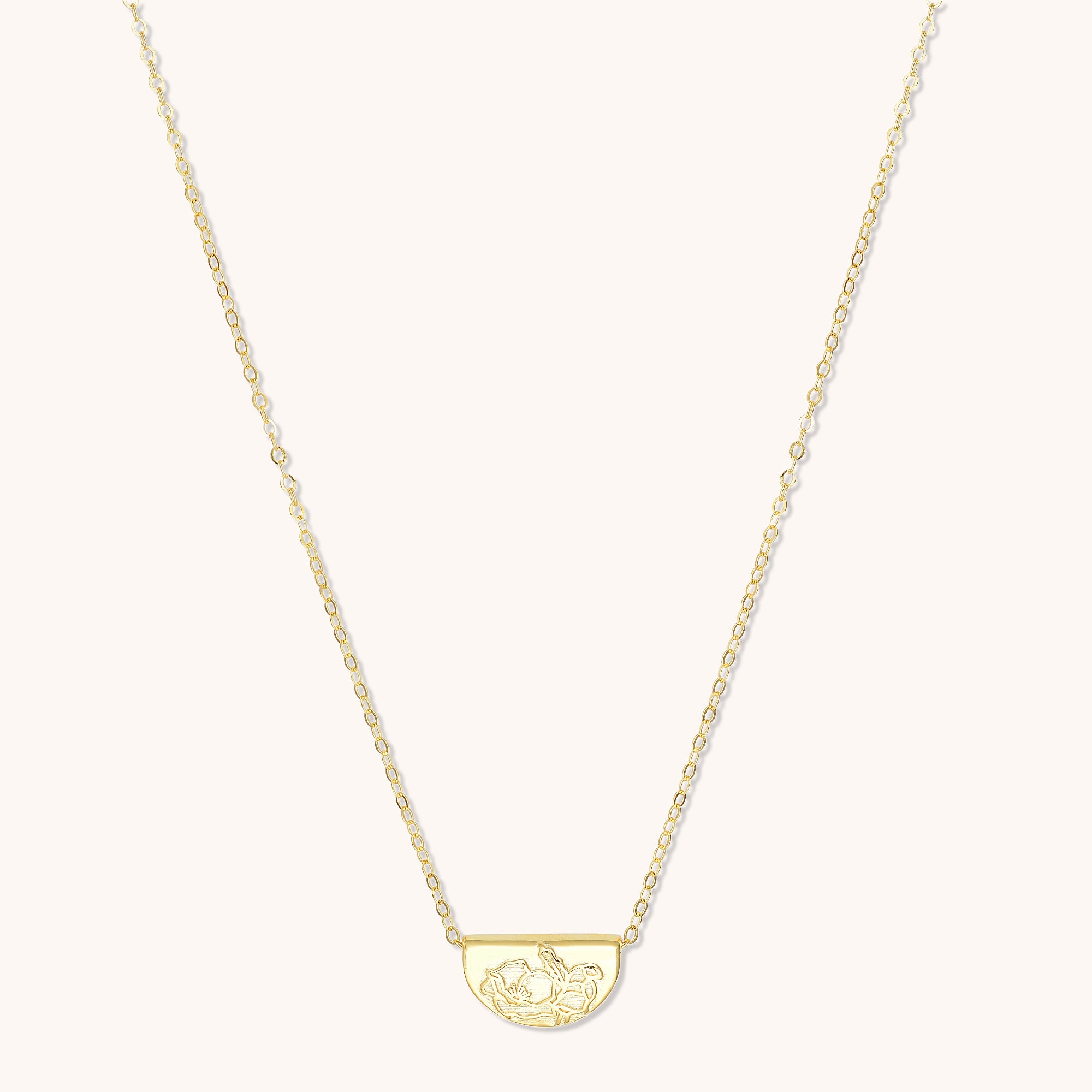 Birth Flower Necklace August (Poppy) Gold