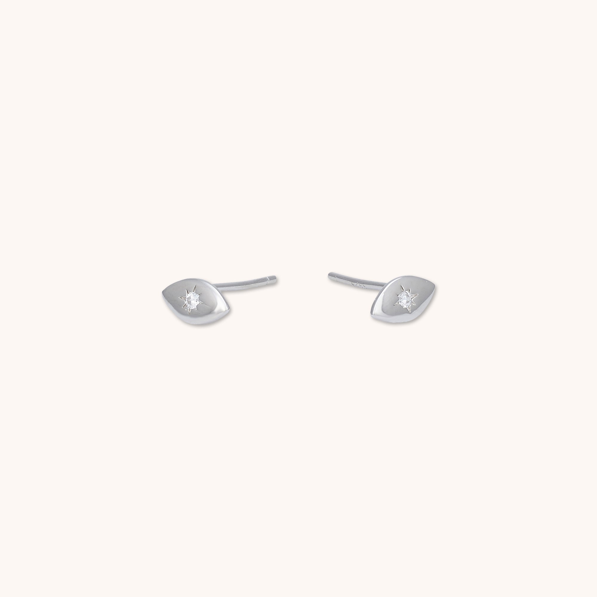 Evil Eye Stud Earrings Silver