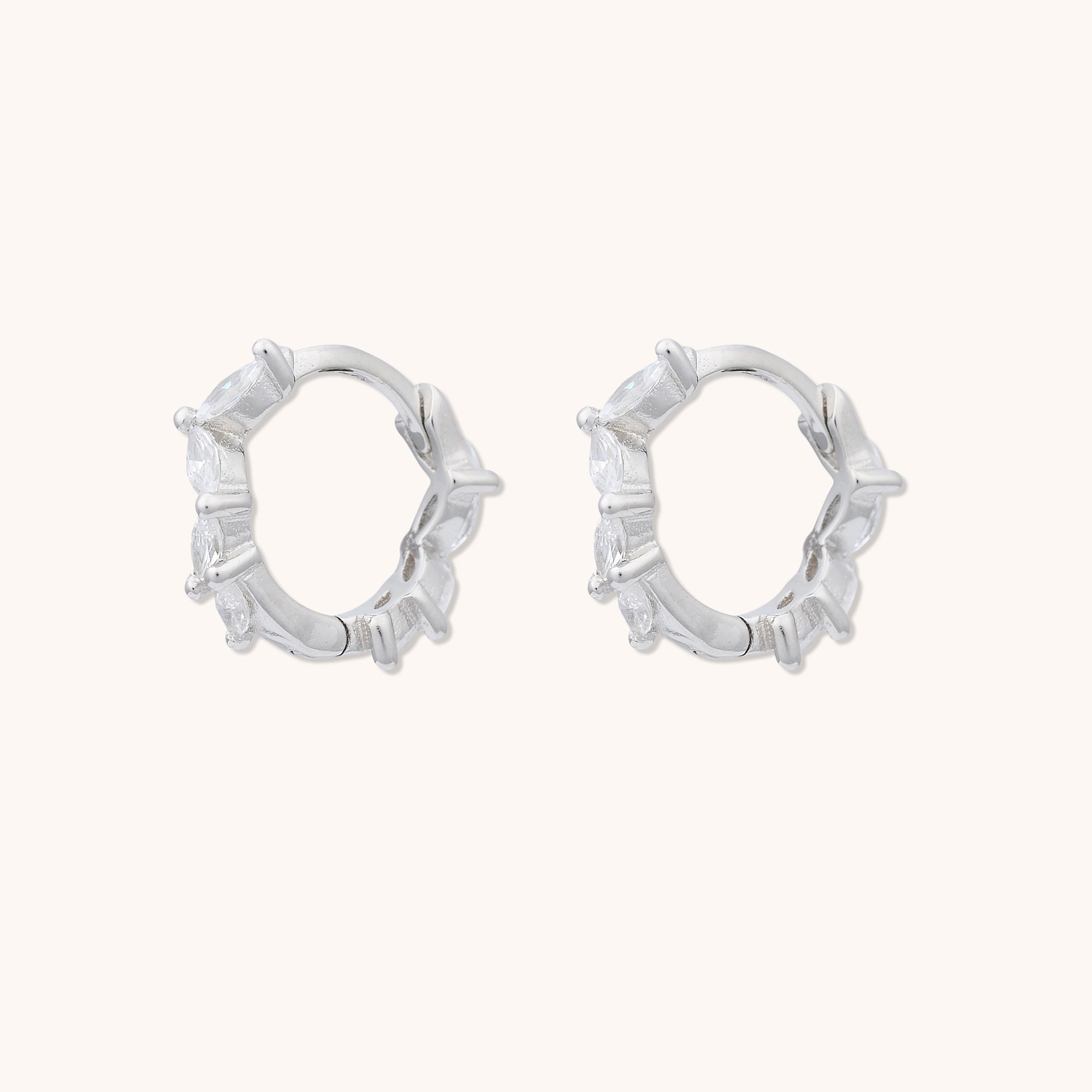 Marquise Sapphire Huggie Earrings Silver