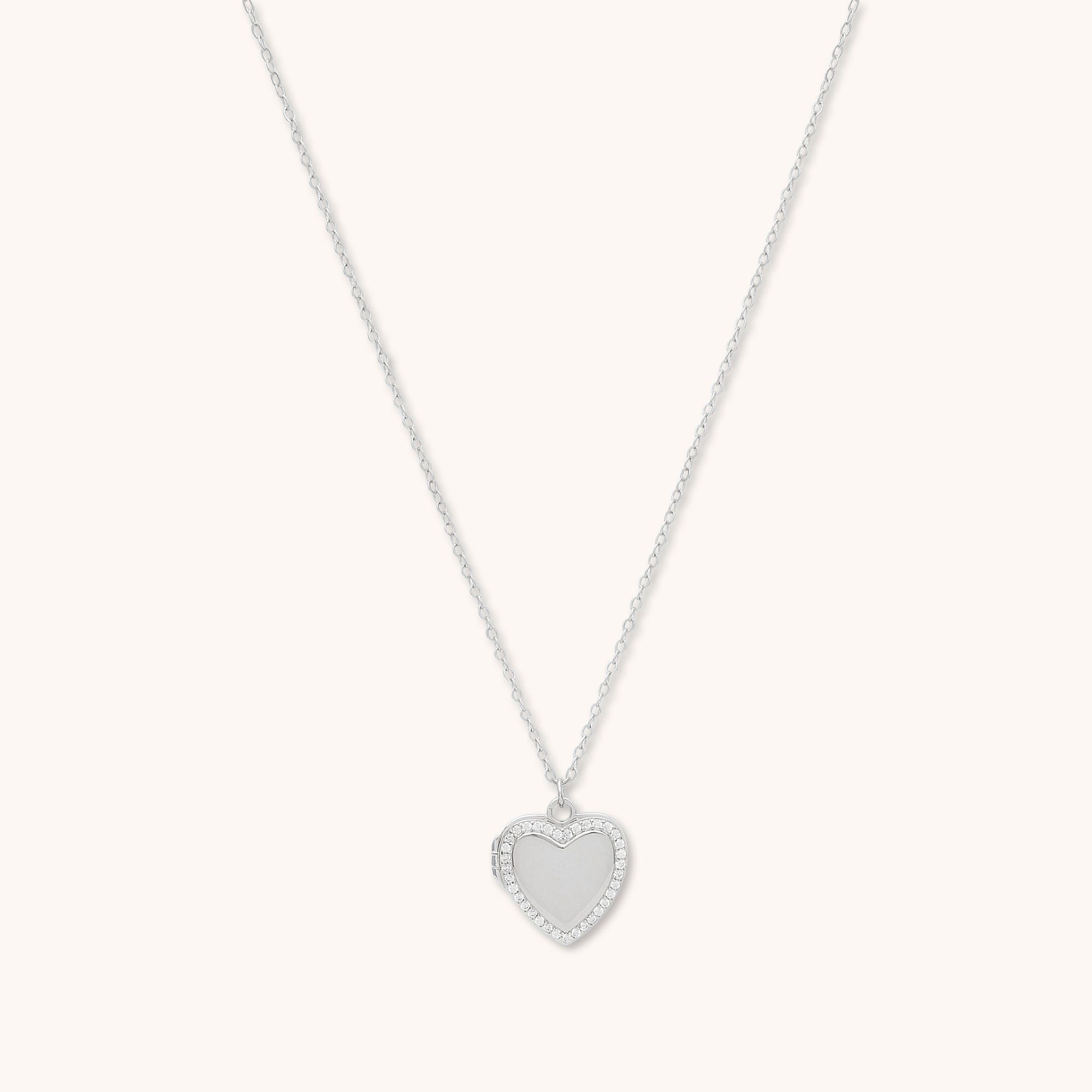 Love Heart Locket Necklace Silver