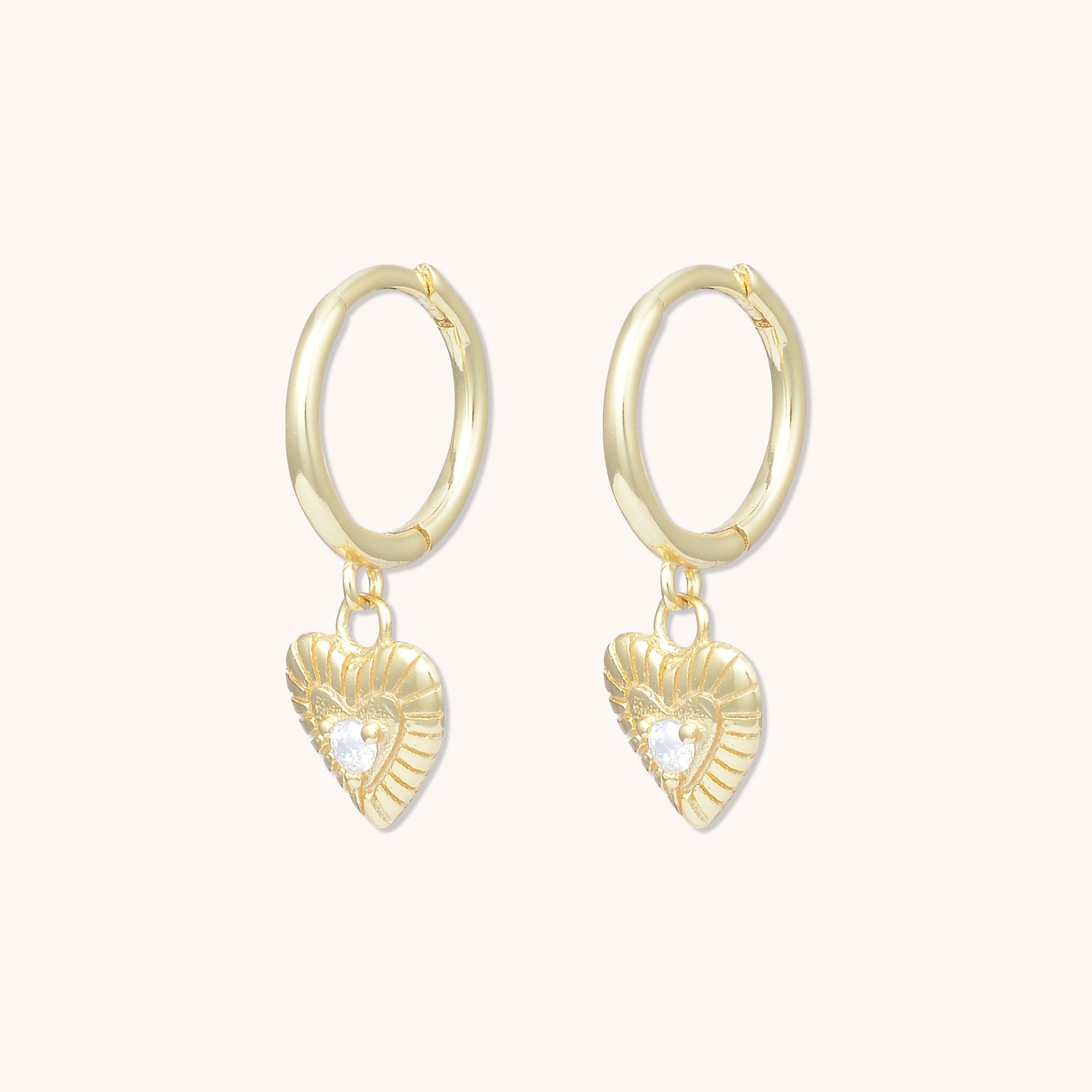 Amour Heart Huggie Earrings Gold