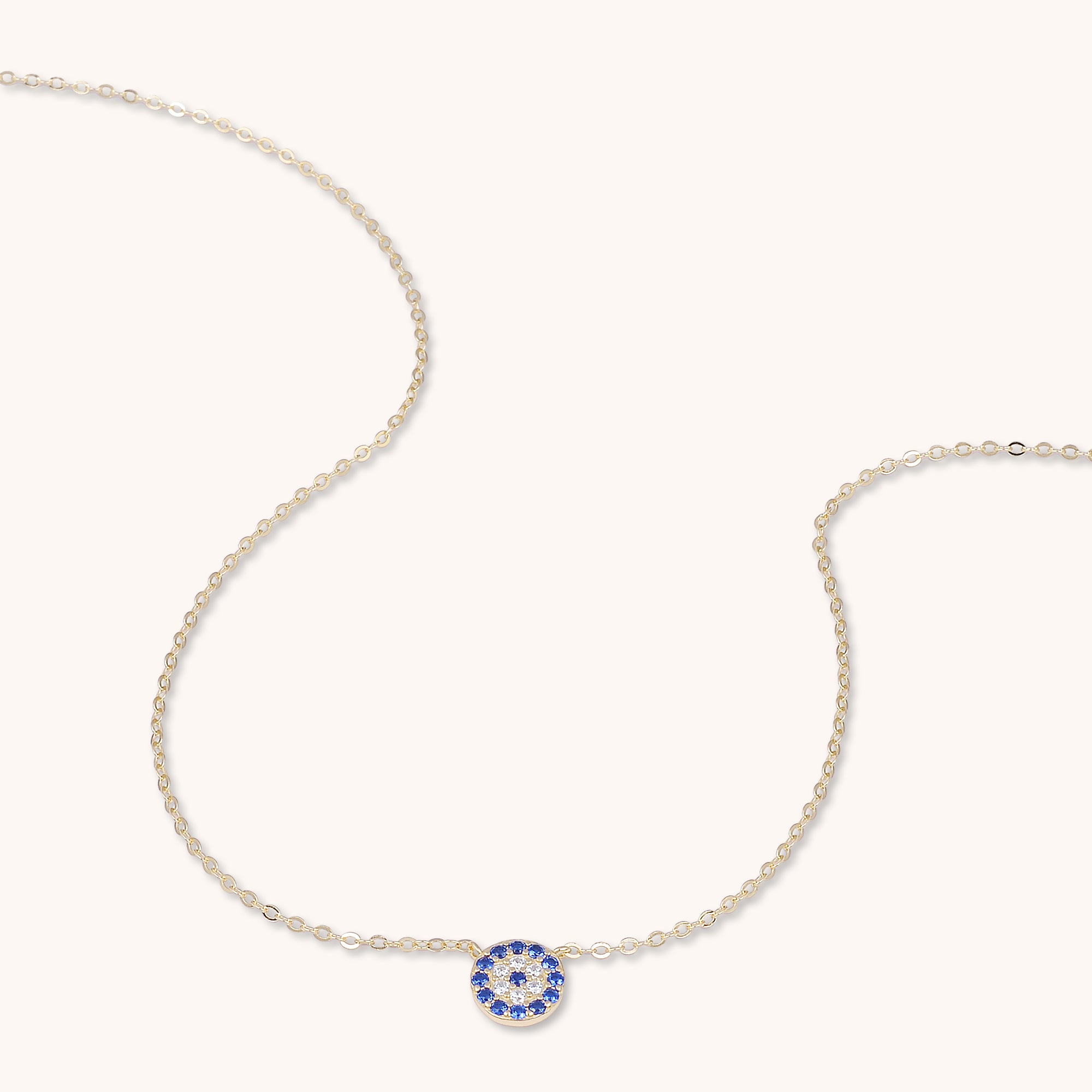 Round Evil Eye Sapphire Necklace Gold