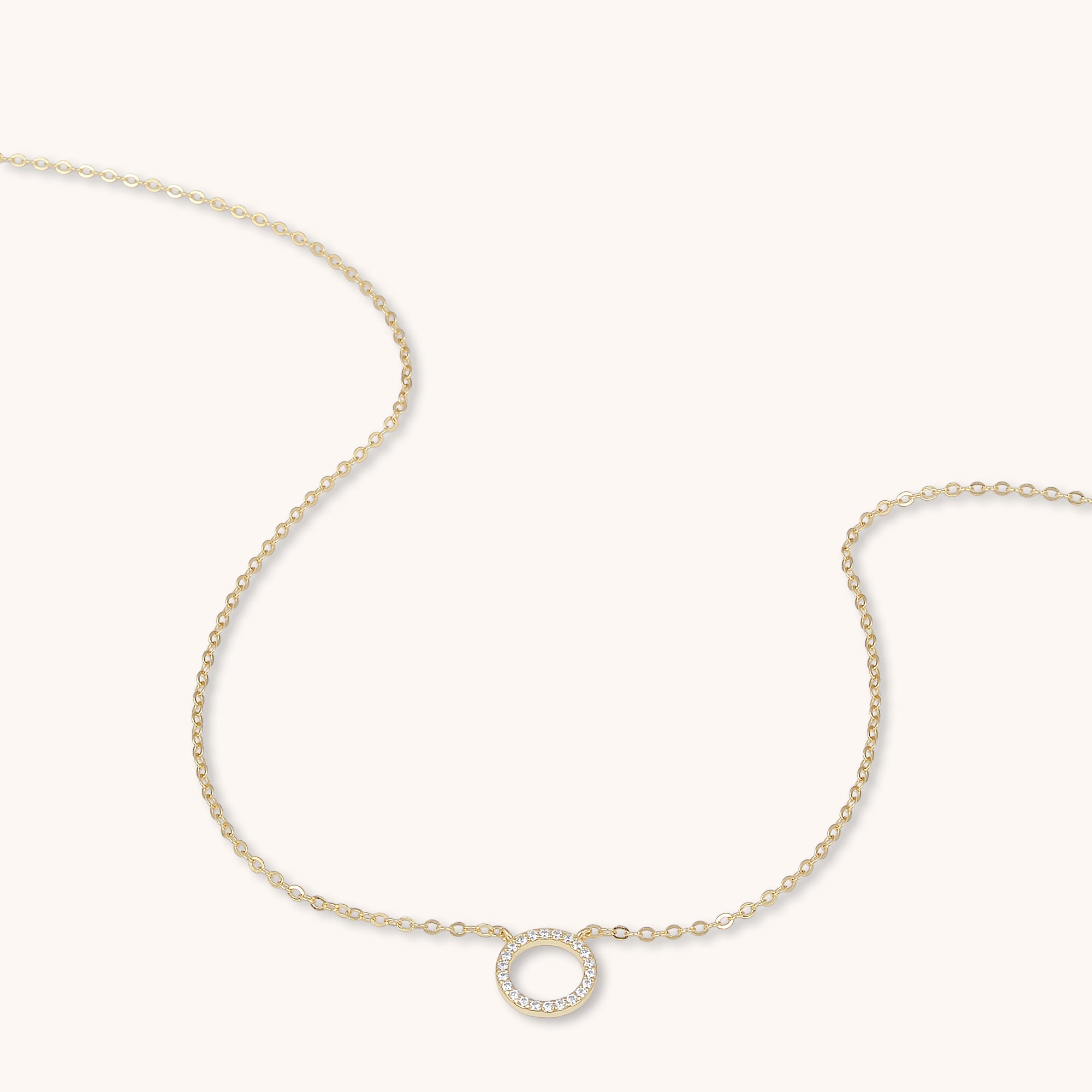 Open Circle Sapphire Necklace Gold