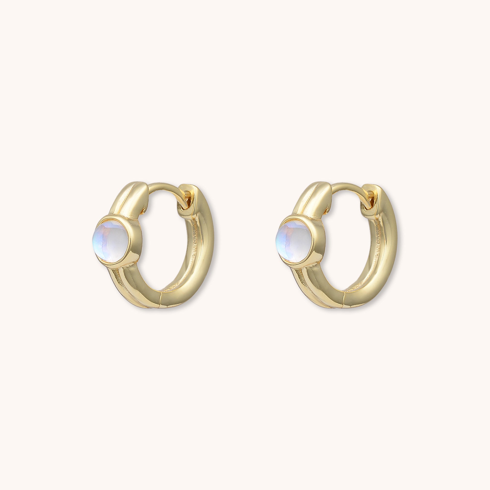 Moonstone Thick Huggie Earrings Gold