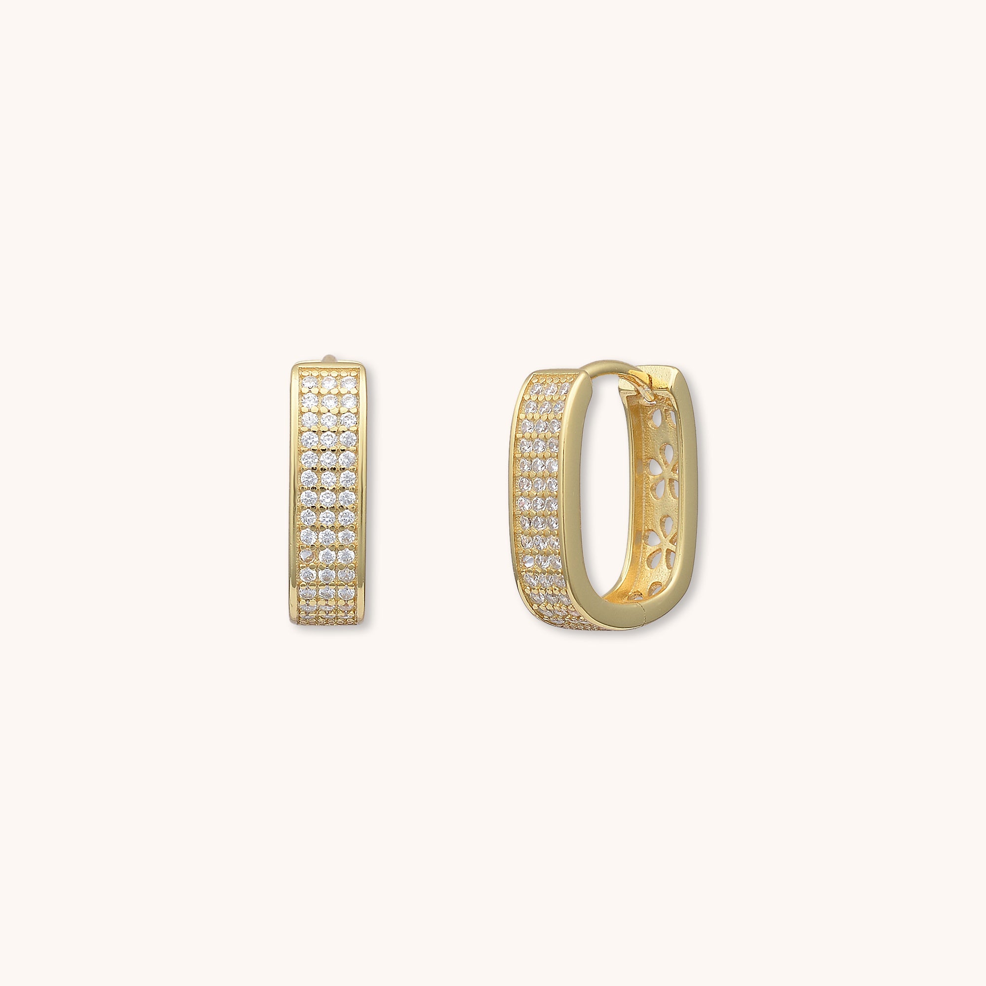 Ethos Zirconia Huggie Hoop Earrings Gold