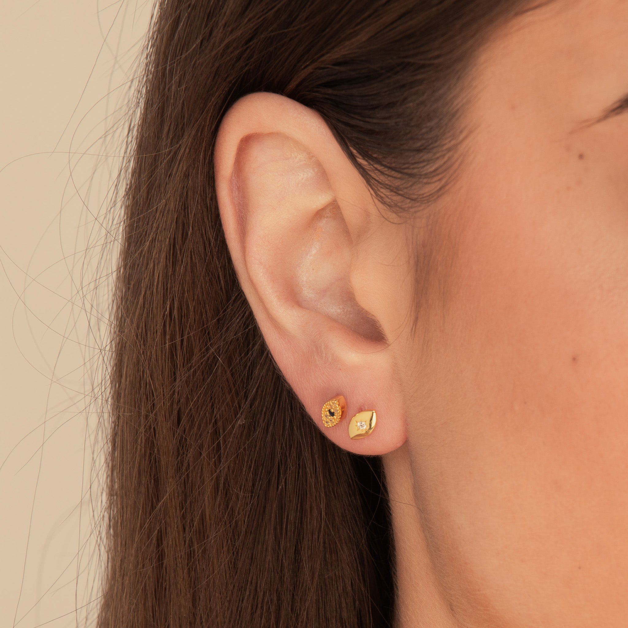 Evil Eye Barbell Cartilage Earrings Gold